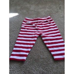 Ho-Ho-Ho Infant Baby Red White Candy Cane Striped Soft Fleece Pants Sz 12 Months